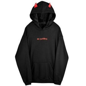 Little Hellboy Horns Pocket Hooded Wings Sweatshirt - Youth L/Women's S - NWOT
